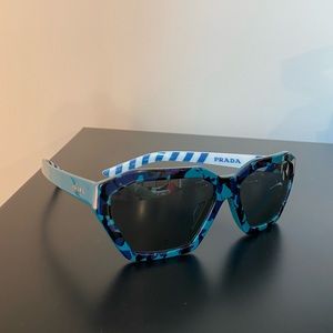 Prada Square Camo Sunglasses Blue Frame